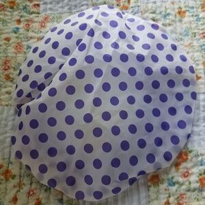 PURPLE Polka Dot Plastic Shower Cap Hair Cover Waterproof Reusable Elastic